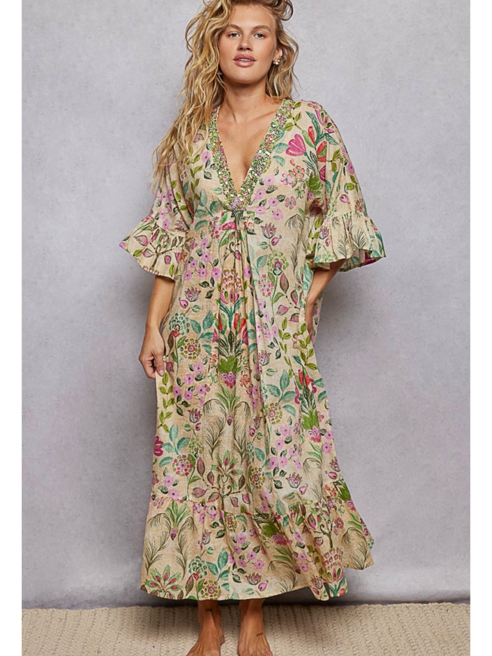 Floral V-Neck Maxi Dress